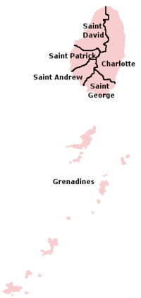 Map of the Parishes of Saint Vincent and the Grenadines