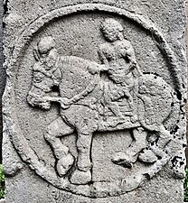 Foreigner on a horse, circa 115 BCE, Stupa No2.[13][14]