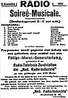 Image 25Advertisement placed on November 5, 1919, Nieuwe Rotterdamsche Courant announcing PCGG's debut broadcast scheduled for the next evening (from Radio broadcasting)