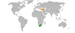 Map indicating locations of South Africa and Turkey