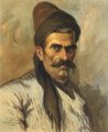 Portrait of a muleteer. Oil on canvas by Moustafa Farroukh, 1946