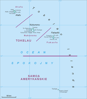 Map of all Tokelau Islands, including Swains Island to the south