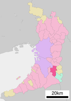 Location of Tondabayashi in Osaka Prefecture