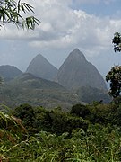 Gros Piton (left) and Petit Piton seen from the north-east