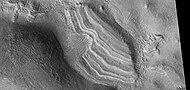 Close view of a group of layers, as seen by HiRise under HiWish program. Note: This is an enlargement from the previous image.