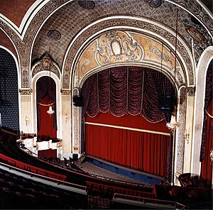 The main stage and curtain at the Sioux City Orpheum
