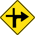 (W9-3) Modified crossroad intersection (right)