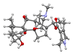 Ball-and-stick model of the batrachotoxin molecule