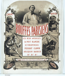 Bouffes-Parisiens poster showing characters from the theatre's productions