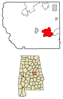 Location of Hissop in Coosa County, Alabama.