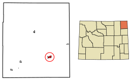 Location of Sundance in Crook County, Wyoming.