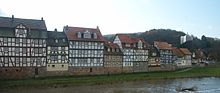 Old houses in Rotenburg, facing the Fulda River