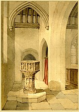 painting of the font at St James, Pockthorpe