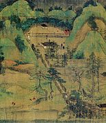 Landscape of Mount Kōya, similar to the Chinese shan shui style, Ippen Shōnin Eden, 1299