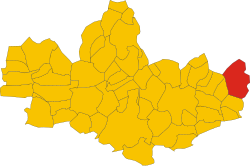 Position of Cornate d'Adda in the province of Monza and Brianza