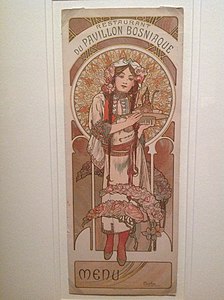 Menu designed by Alphonse Mucha for the restaurant of the Bosnian Pavilion