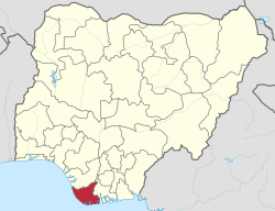 Location of Bayelsa State in Nigeria