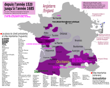 Protestant regions in modern France at the 16th century