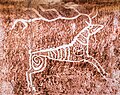 A petroglyph in animal style from the Valley of Kings, Salbyk Kurgan Museum