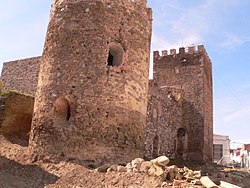 Round tower of the Altamiranos Palace House in Orellana la Vieja (Badajoz)