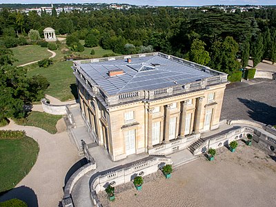 Aerial view of the Petit Trianon and its small park