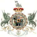 Wappen von John Churchill, 1. Duke of Marlborough, mit Collane und Hosenband