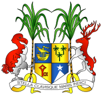 Coat of arms of Mauritius, an island country in the Indian Ocean east of Madagascar, home to ~1.3 million Mauritians.