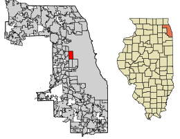 Location of Oak Park in Cook County, Illinois