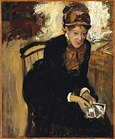 Edgar Degas, Portrait of Miss Cassatt, Seated, Holding Cards, 1876-1878