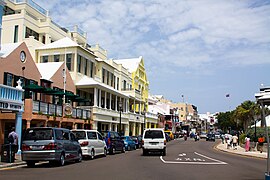 Front Street businesses in Hamilton, Bermuda.