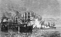 Schiffe der preußischen Marine während des Seegefechts vor Hiddensee.