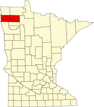 Map of Minnesota highlighting Marshall County