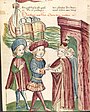Begegnung Kaiser Ottos IV. und Papst Innozenz' III. (Werkstatt Diebold Lauber, um 1450)