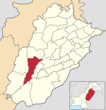 Karte von Pakistan, Position von Distrikt Muzaffargarh hervorgehoben