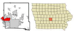 Location of Urbandale in Iowa