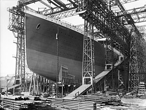 The Titanic prior to launching, May 31, 1911