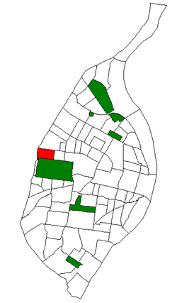 Location (red) of Skinker DeBaliviere within St. Louis