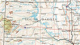 Geographische Karte South Dakotas