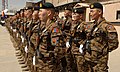 Members of the Mongolian Expeditionary Task Force 1 stand in formation for Mongolian Army Day at Camp Eggers, Afghanistan. Mongolian Army Day is an annual event that has occurred since 1921.