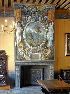 Fireplace in the Hall of Arms of the Constable, Solomon and the Queen of Sheba (about 1550)