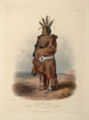 Karl Bodmer's portrait of an Arikara warrior wearing a beaded buffalo robe, early 1840s.