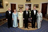 President George W. Bush, Mrs. Bush, Vice President Dick Cheney, Mrs. Cheney, Australian Prime Minister, John Howard and Mrs. Howard in the Blue Room, 2006