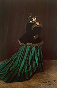 Claude Monet exhibited a portrait of his future wife Camille Doncieux at the Paris Salon of 1866 under the title Woman in a Green Dress