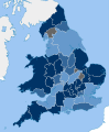 Counties in County cricket, by division