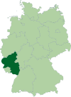 Map of Germany: Position of Rheinland-Pfalz highlighted