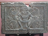 Dvaravati period stone sculpture, Phra Pathom Chedi National Museum.