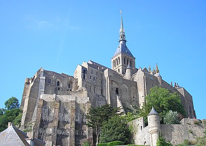 Mont-Saint-Michel Abbey was rebuilt from Romanesque to Gothic in the 12th century.
