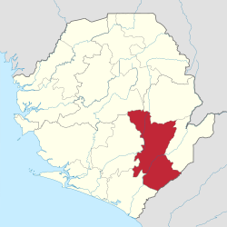 Location of Kenema District in Sierra Leone