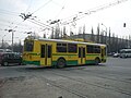 Eine typische Straßenbahn-Obus-Kreuzung, hier in Russland