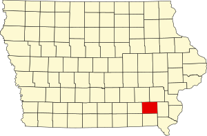 Map of Iowa highlighting Jefferson County